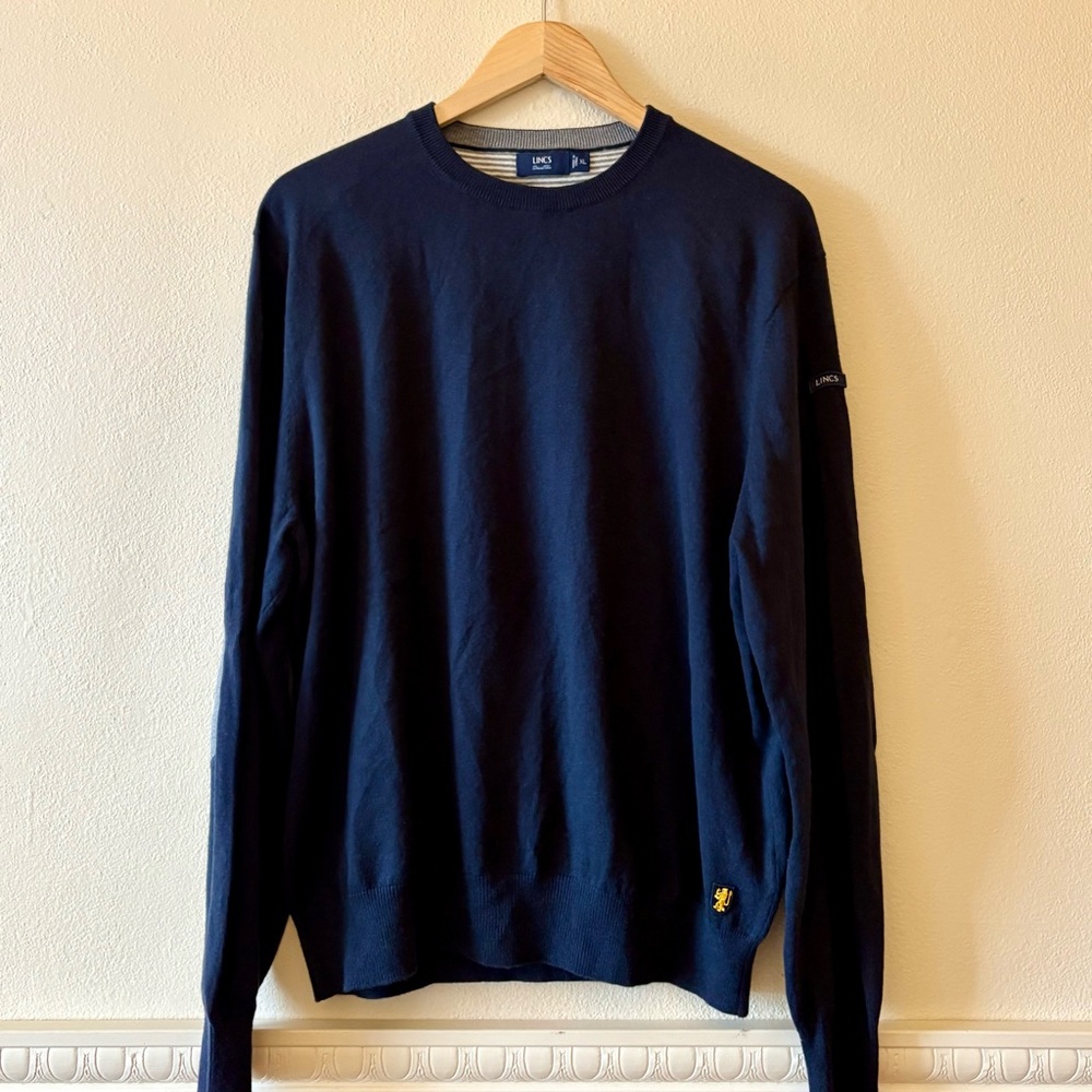 Lincs David Chu navy blue cotton cashmere Crewneck‎ sweater